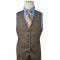Extrema Brown / Taupe / Blue Plaid Super 150's Wool Vested Wide Leg Suit 40052